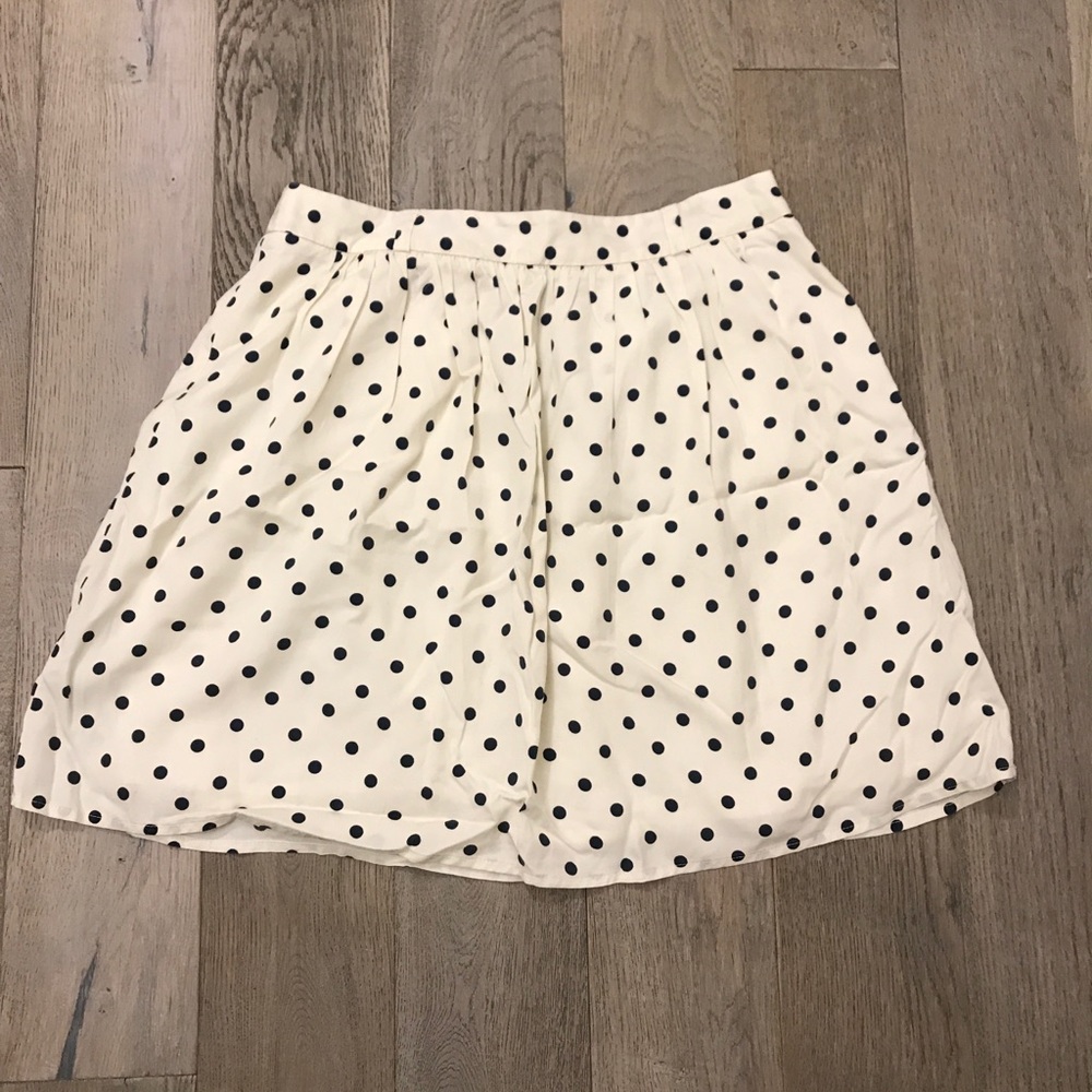 Cream and navy polka dot cotton skirt